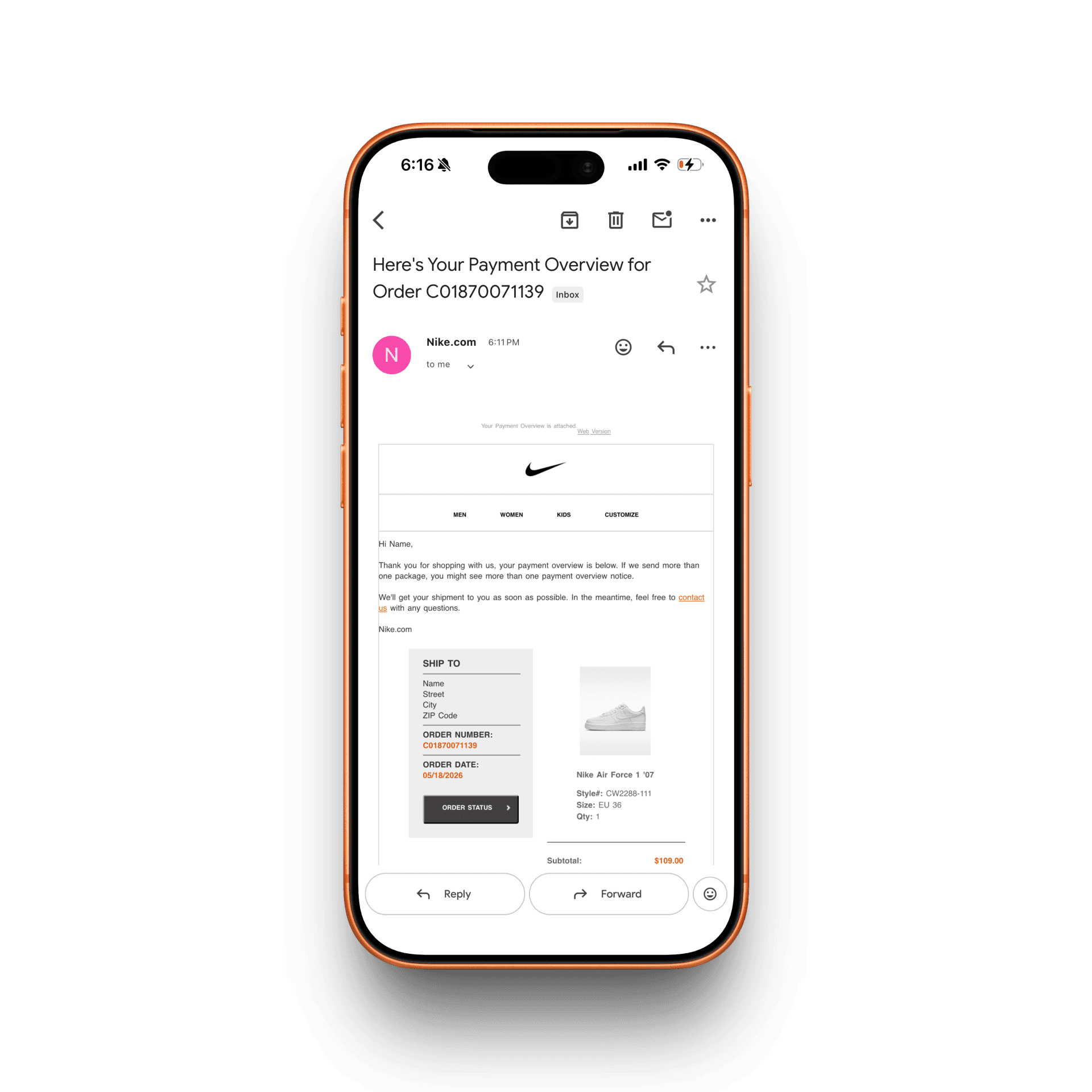 SNKRS Receipt receipt mockup